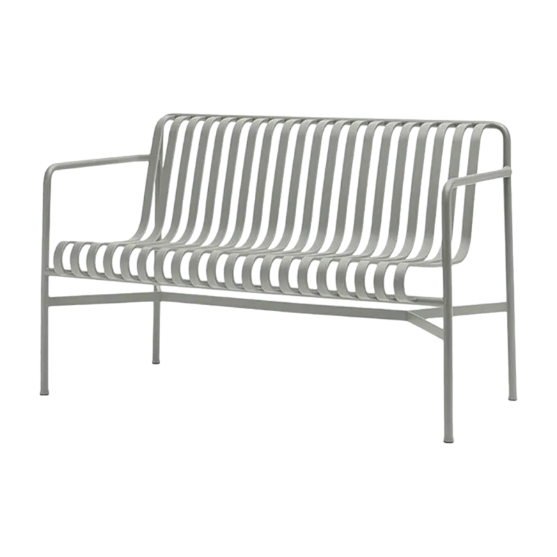Banc de jardin avec accoudoirs en métal gris Palissade - HAY - The Cool Republic