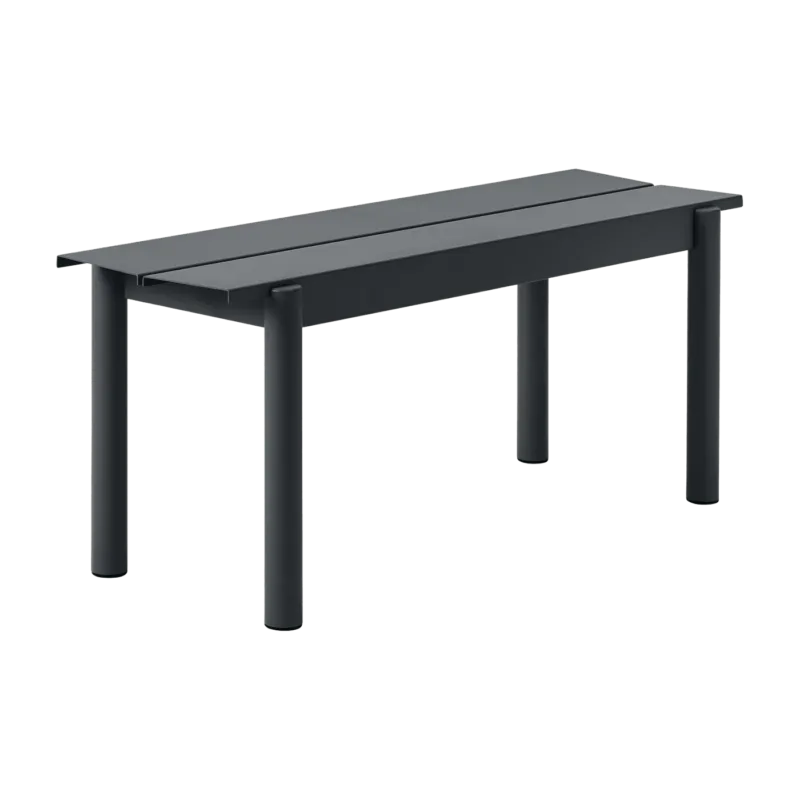 Banc d'extérieur en acier noir 110 x 34 cm Linear - Muuto - The Cool Republic