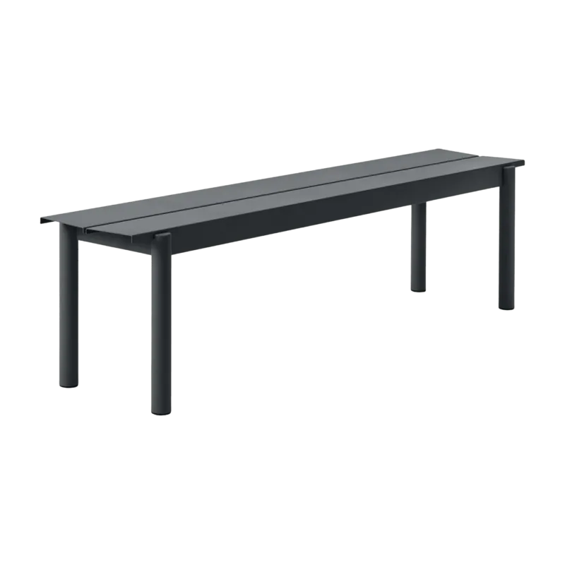 Banc d'extérieur en acier noir 170 x 34 cm Linear - Muuto - The Cool Republic