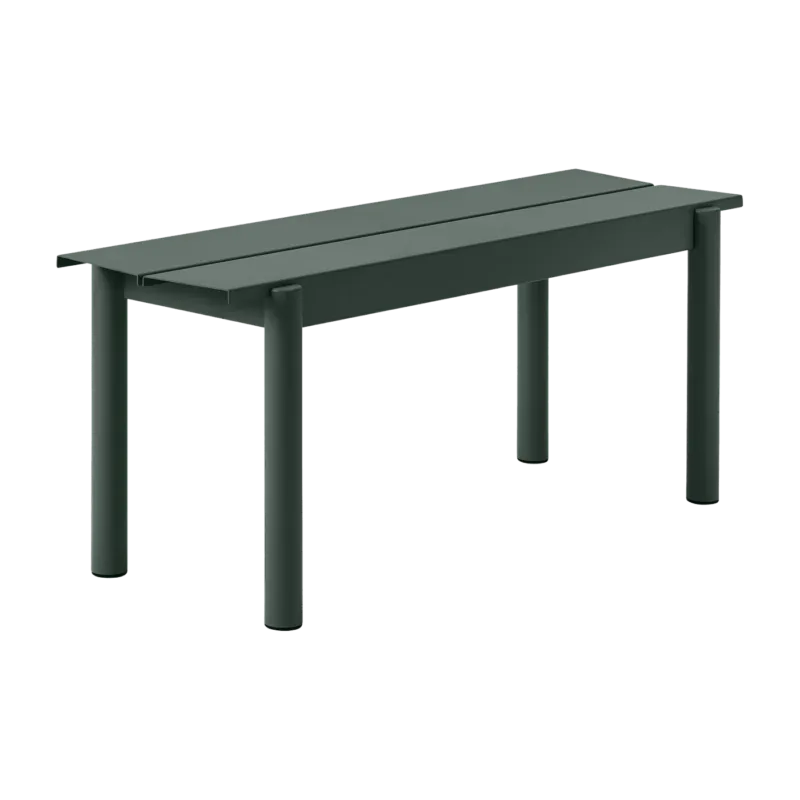 Banc d'extérieur en acier vert foncé 110 x 34 cm Linear - Muuto - The Cool Republic