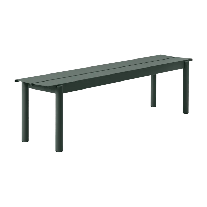 Banc d'extérieur en acier vert foncé 170 x 34 cm Linear - Muuto - The Cool Republic