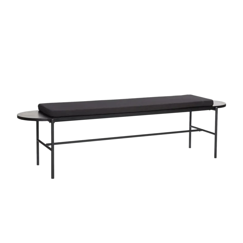 Banc en bois noir avec coussin - Hübsch - The Cool Republic