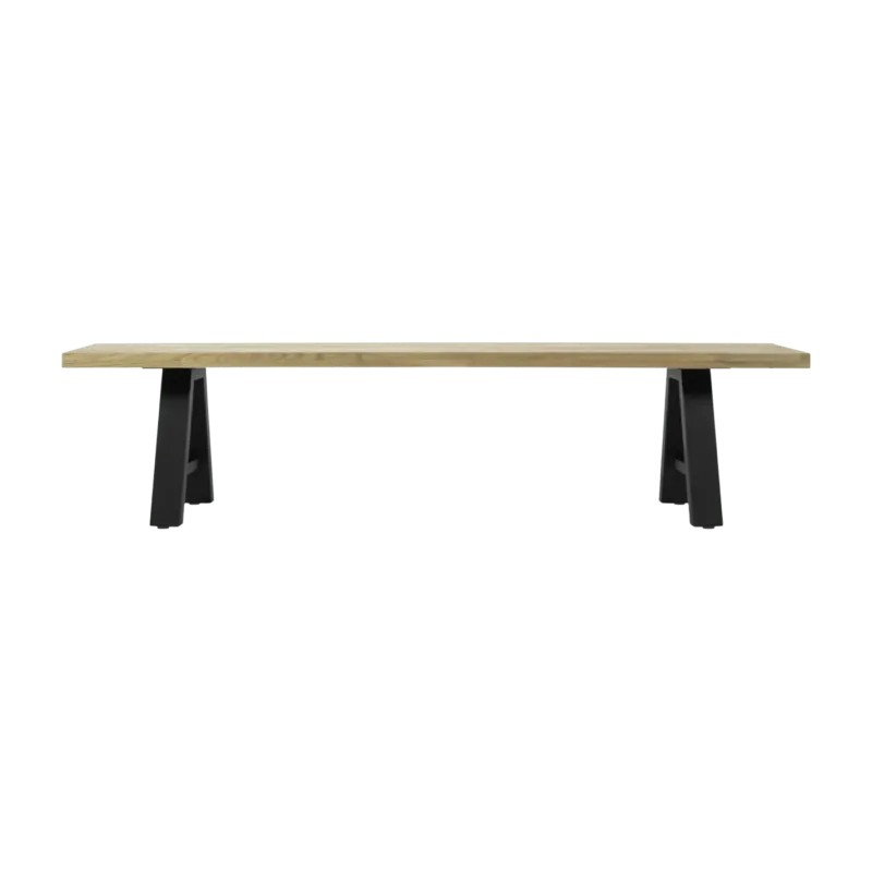 Banc en teck massif et structure noire 195x40 cm Matteo - Vincent Sheppard - The Cool Republic