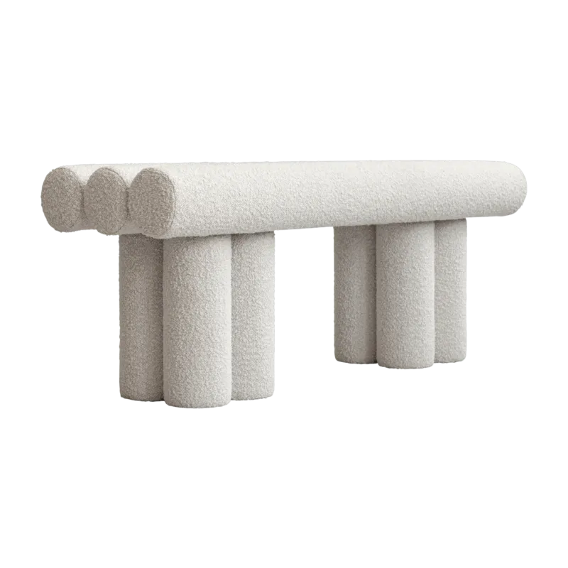 Banc en tissu bouclé blanc cassé 120x39x48,5cm Hiro - 101 COPENHAGEN - The Cool Republic