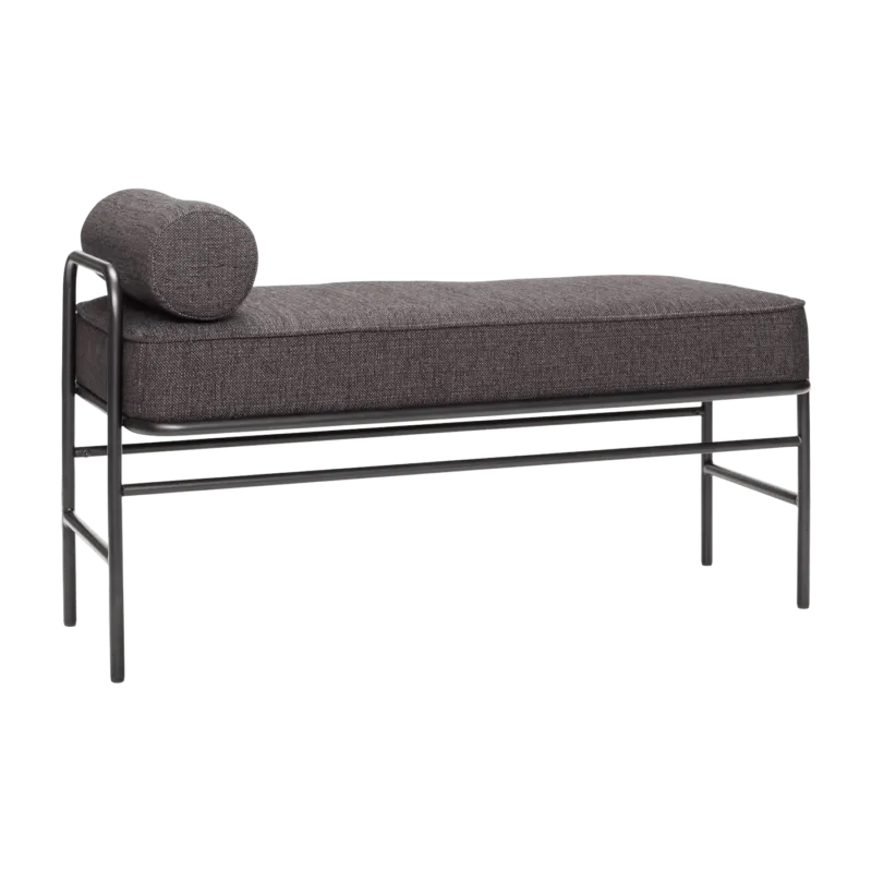 Banc en tissu et métal noir avec coussin - Hübsch - The Cool Republic