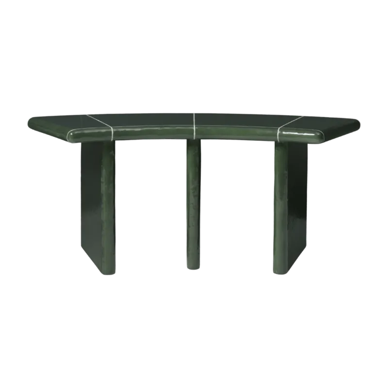 Banc incurvé en béton et fibre de verre vert 45,5x110x40cm Deya - Ferm living - The Cool Republic