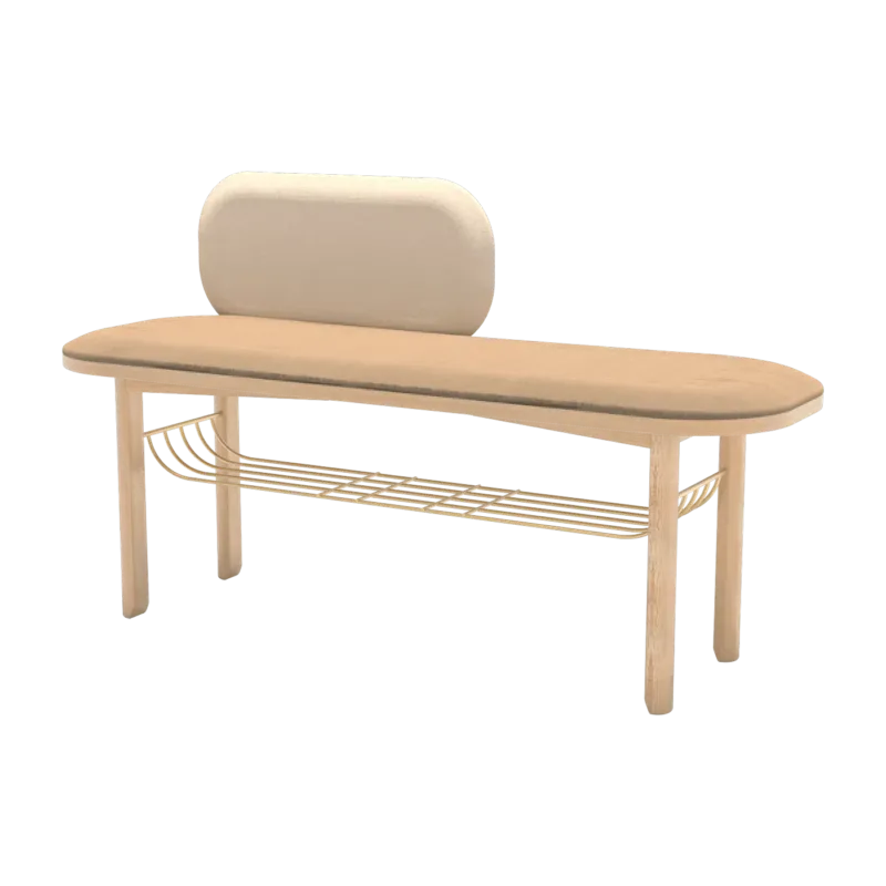 Banc velours camel avec dossier Eustache - Hartô - The Cool Republic