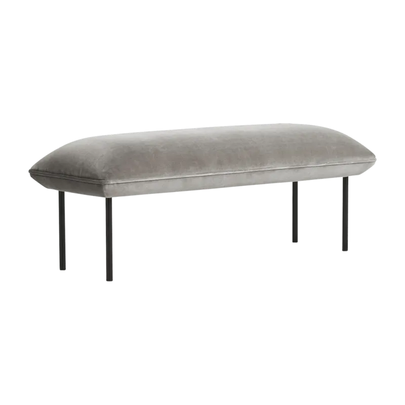 Banquette en velours gris Nakki - Woud - The Cool Republic