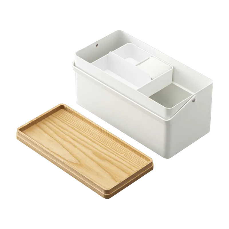 Boîte à couture en acier et bois blanche Tower - Yamazaki - The Cool Republic