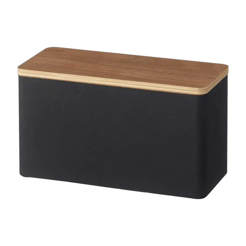 Boîte de rangement en acier noir et contreplaqué Rin - Yamazaki - The Cool Republic