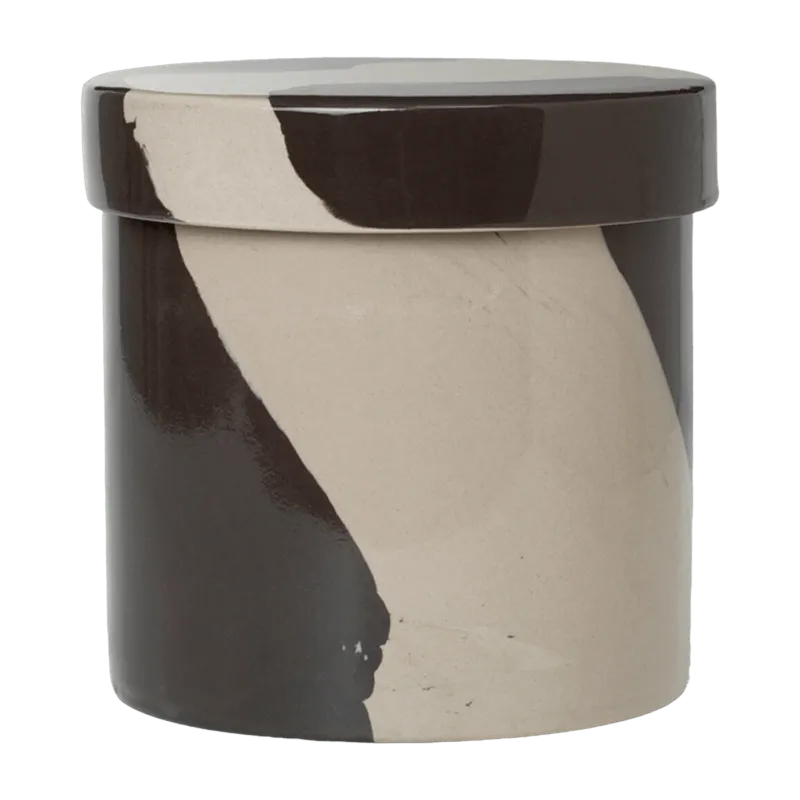 Boîte de rangement en grès noire et blanche Inlay - Ferm Living - The Cool Republic
