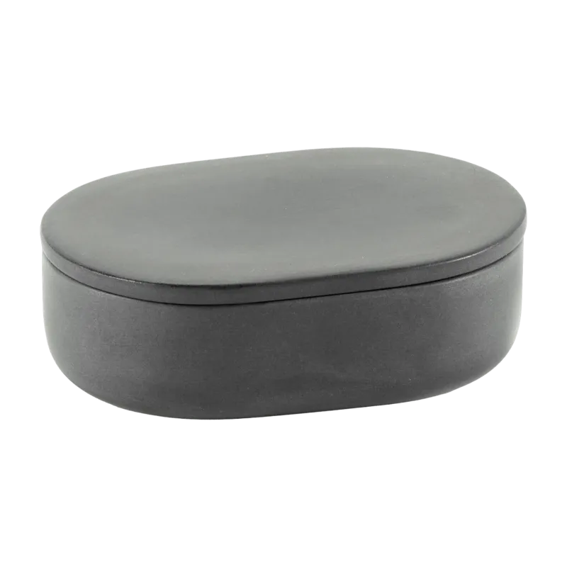 Boite ovale avec couvercle en porcelaine gris foncé Cose - Serax - The Cool Republic