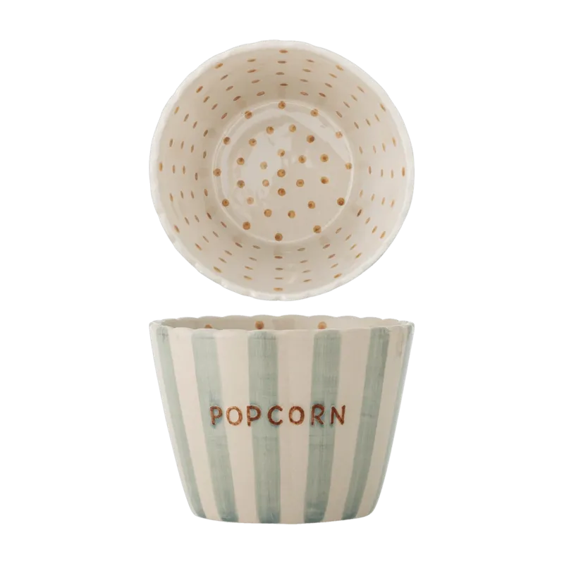 Bol rond à popcorn en grès à rayures et pois 17,5x13,5 cm 1900 ml Chip - Bloomingville - The Cool Republic