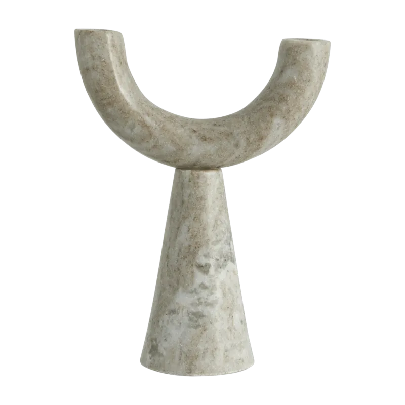 Bougeoir 2 bougies en marbre beige 26,5 cm Rif - Nordal - The Cool Republic