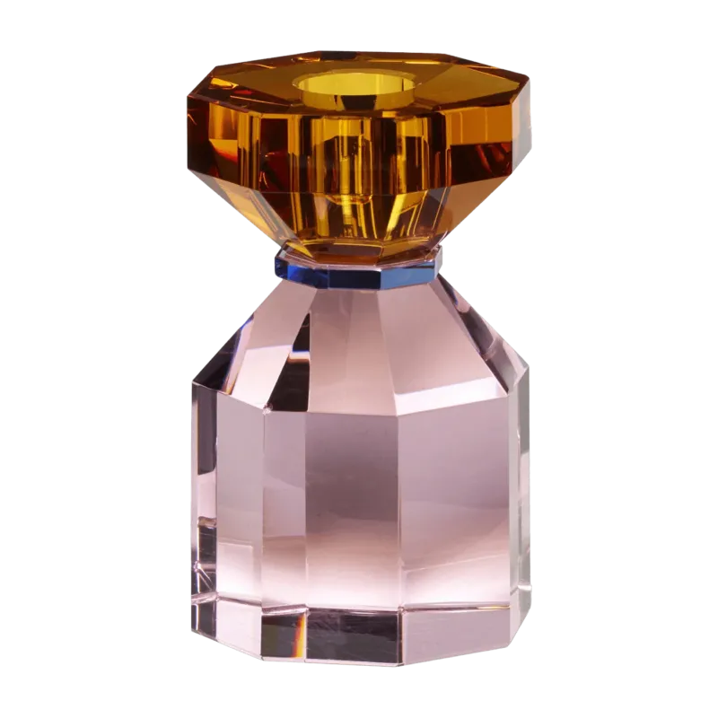 Bougeoir en cristal orange et rose Gem - Hübsch - The Cool Republic
