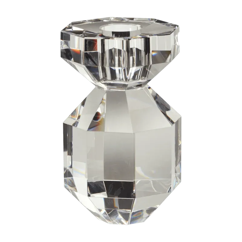 Bougeoir en cristal transparent h11cm Gem - Hübsch - The Cool Republic