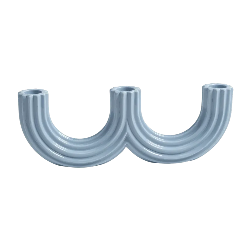 Bougeoir en dolomite bleu ciel 27 cm Churros - &Klevering - The Cool Republic