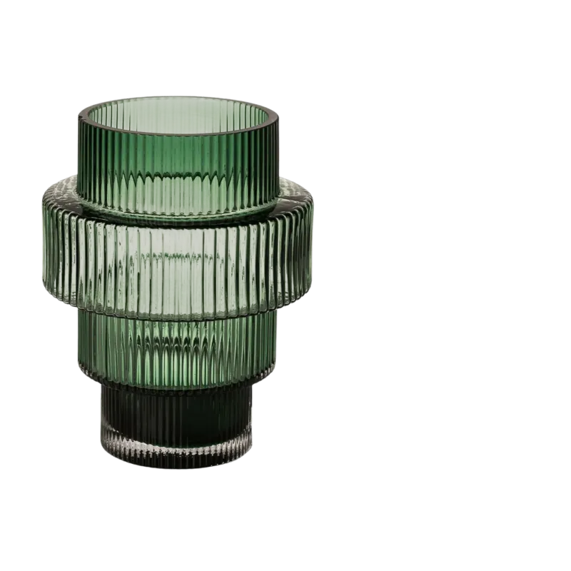 Bougeoir en verre vert 12x15cm Steps - Pols Potten - The Cool Republic