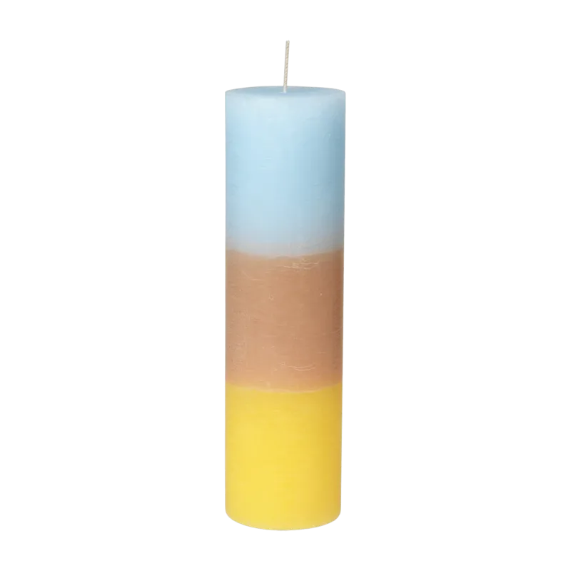 Bougie tricolore jaune marron bleu 25 cm Rainbow - Broste Copenhagen - The Cool Republic