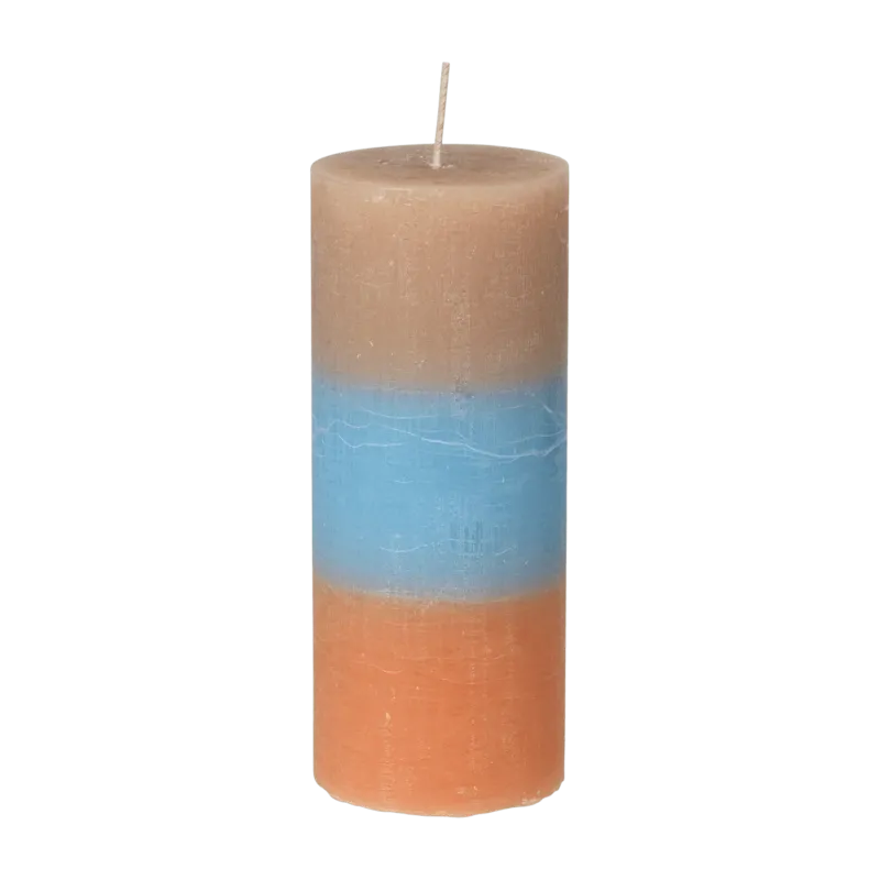 Bougie tricolore marron bleu orange 17 cm Rainbow - Broste Copenhagen - The Cool Republic