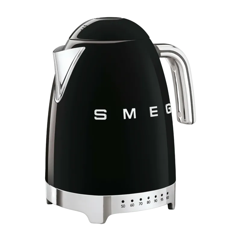 Bouilloire avec réglage de température noire 1,7 L Années 50 - Smeg - The Cool Republic