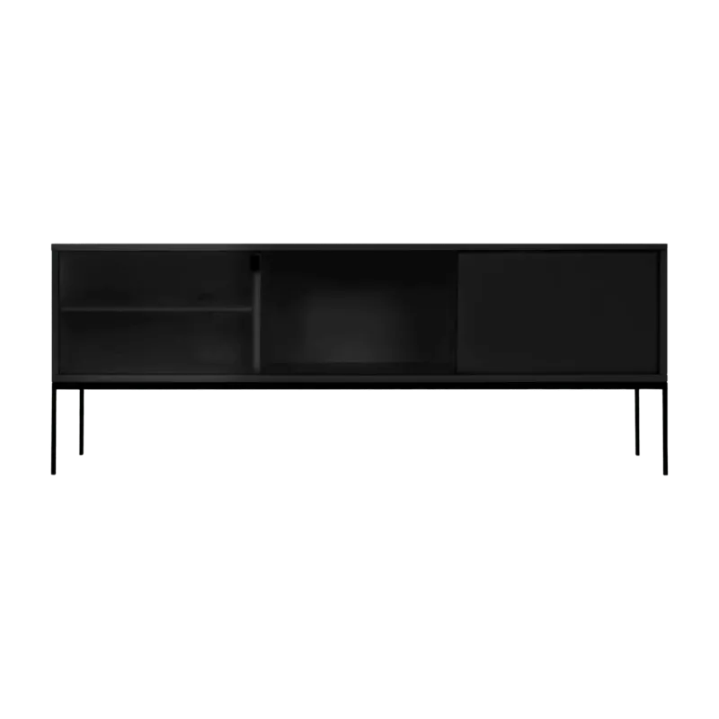 Buffet en mdf et acier noir volcanique Met Media - noo.ma - The Cool Republic