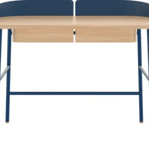 Bureau en placage chêne et acier bleu mat Victor - Hartô - The Cool Republic