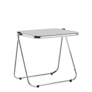 Bureau pliable en acier blanc opaque mat et chrome 83 x 65 x 73 cm Platone - Anonima Castelli - The Cool Republic