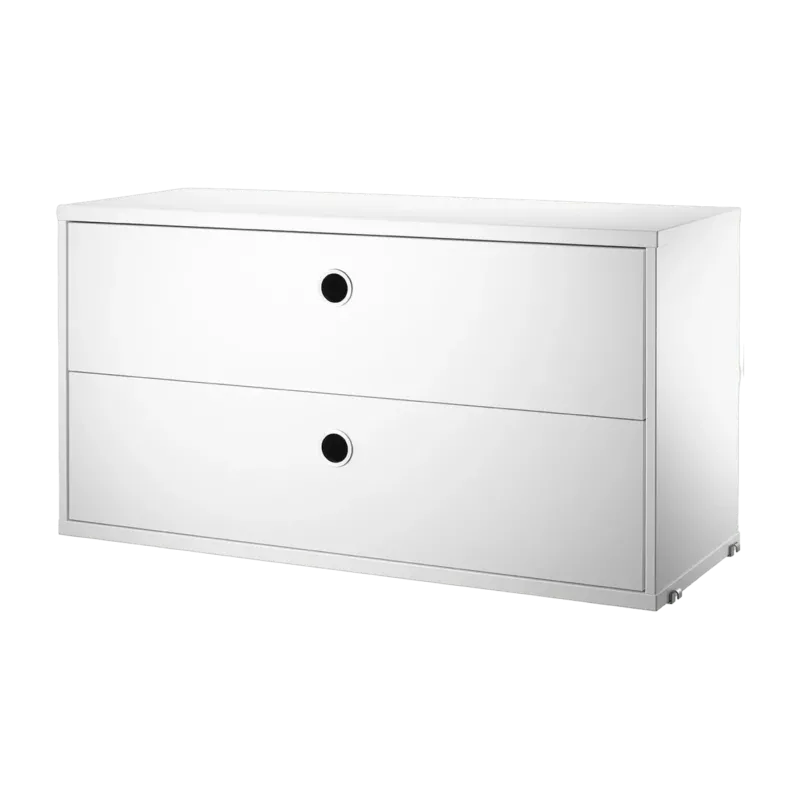 Caisson 2 tiroirs en bois blanc 78 x 30 x 42 cm - String furniture - The Cool Republic