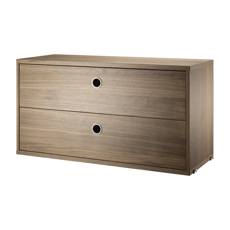Caisson 2 tiroirs en noyer 78 x 30 x 42 cm - String furniture - The Cool Republic