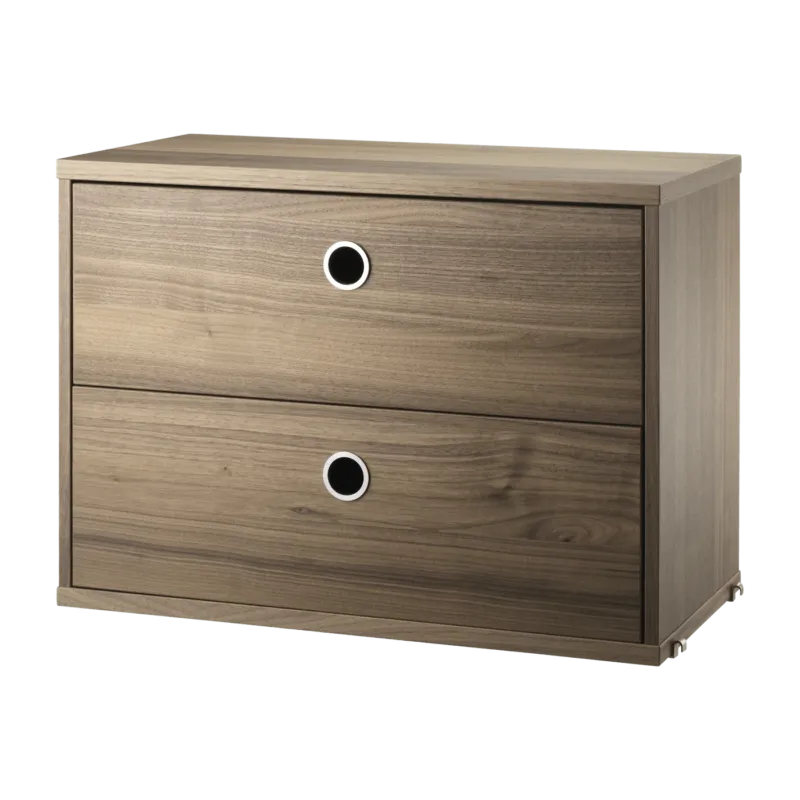 Caisson 2 tiroirs en noyer l58 cm - String furniture - The Cool Republic