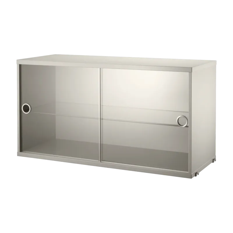 Caisson en MDF beige avec 2 portes vitrées - String furniture - The Cool Republic