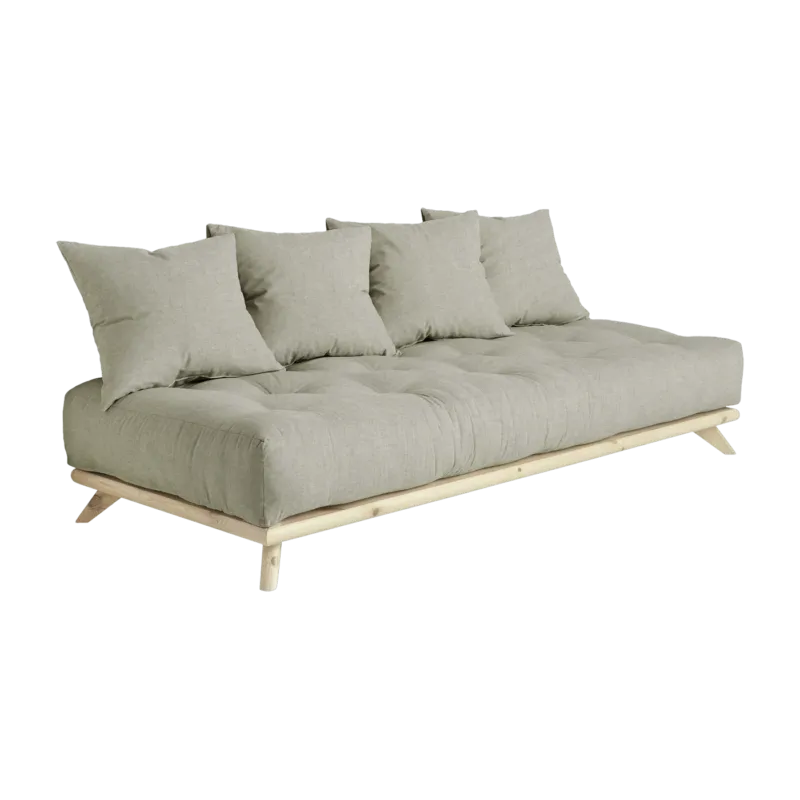 Canapé 2 places en pin et matelas lin 200x90cm Senza - Karup Design - The Cool Republic