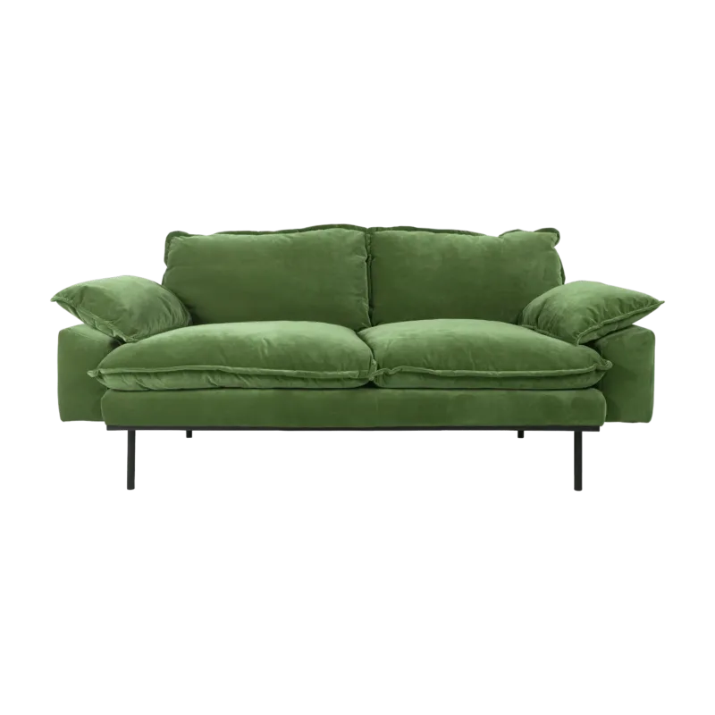 Canapé 2 places en velours vert Retro - Hkliving - The Cool Republic