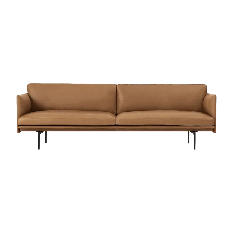 Canapé 3 places en cuir cognac Outline 220 cm - Muuto - The Cool Republic