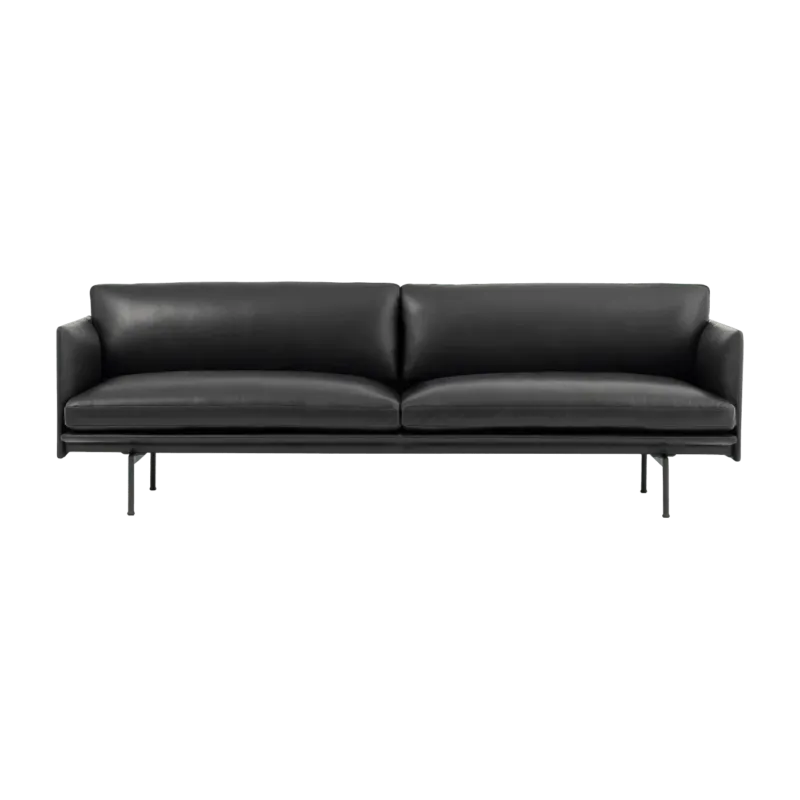 Canapé 3 places en cuir noir Outline 220 cm - Muuto - The Cool Republic