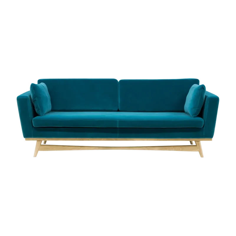 Canapé 3 places en velours bleu canard Fifties - RED Edition - The Cool Republic