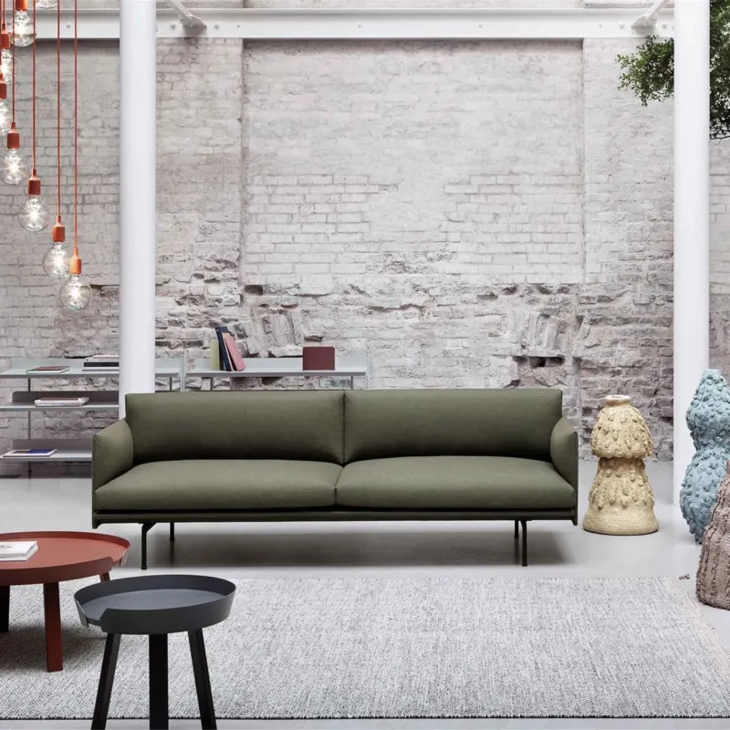 Canapé 3 places vert kaki Outline - Muuto - The Cool Republic