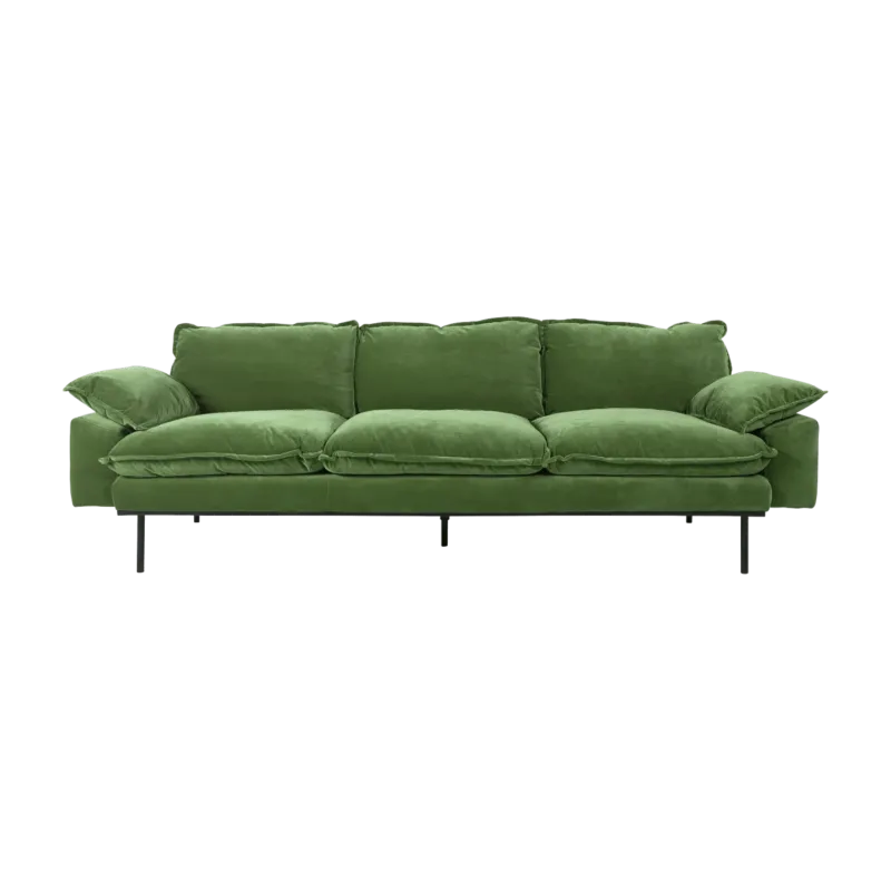 Canapé 4 places en velours vert Retro - Hkliving - The Cool Republic