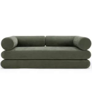 Canapé convertible avec deux coussins d'angles en polyester recyclé kaki 200x90x65cm Circlus - Inovation Living - The Cool Republic