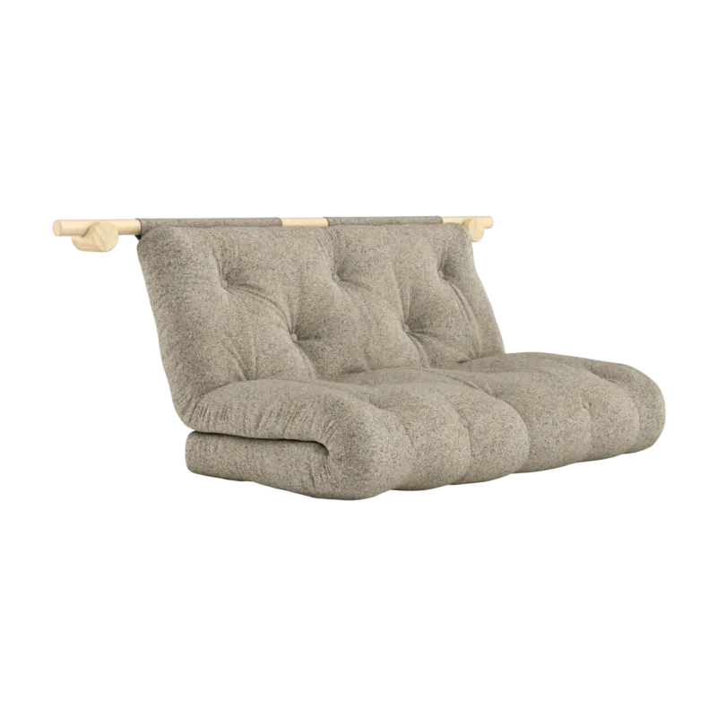 Canapé convertible en bois de pin 135x200cm avec matelas beige warm sand Hooked raw - Karup Design - The Cool Republic