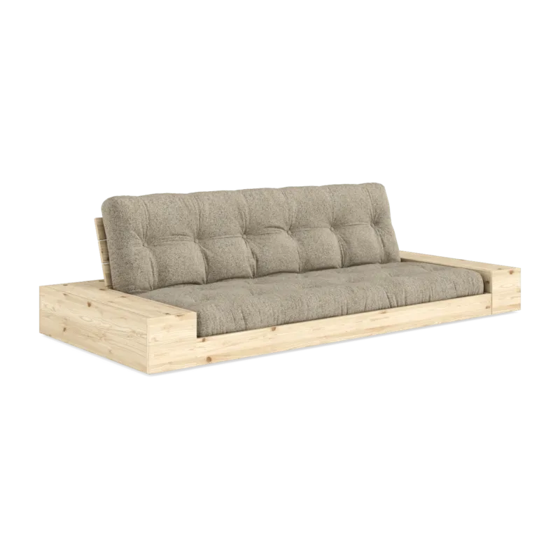 Canapé convertible en pin 244x166cm avec son futon sand et ses deux rangements Base - Karup Design - The Cool Republic