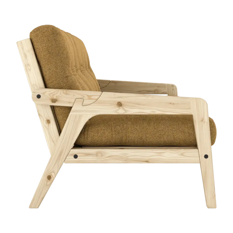 Canapé convertible en pin avec son matelas futon golden ochre Grab - Karup Design - The Cool Republic