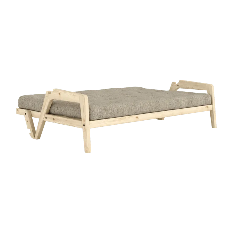 Canapé convertible en pin avec son matelas futon warm sand Grab - Karup Design - The Cool Republic