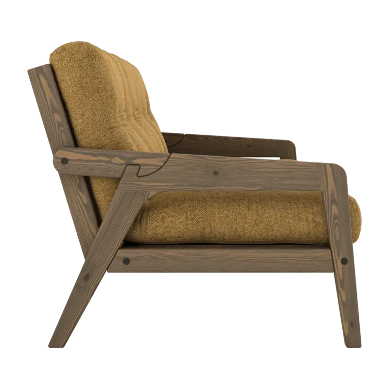 Canapé convertible en pin foncé avec son matelas futon golden ochre Grab - Karup Design - The Cool Republic