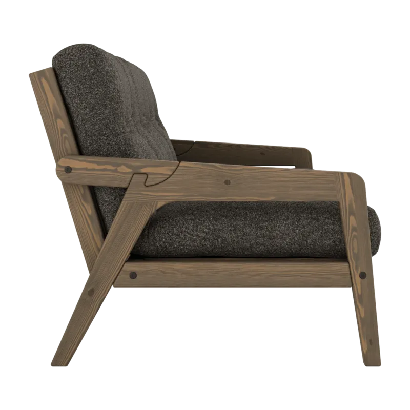 Canapé convertible en pin foncé avec son matelas futon mellow brown Grab - Karup Design - The Cool Republic