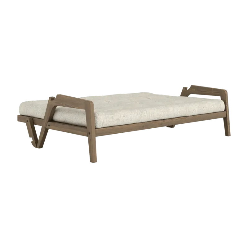 Canapé convertible en pin foncé avec son matelas futon soft chalk Grab - Karup Design - The Cool Republic