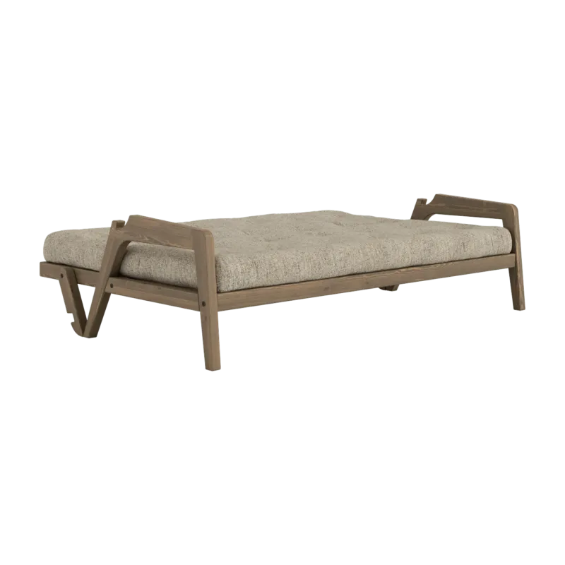 Canapé convertible en pin foncé avec son matelas futon warm sand Grab - Karup Design - The Cool Republic