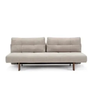 Canapé convertible en polyester beige et pied en chêne foncé 202x65cm Eilis - Innovation Living - The Cool Republic