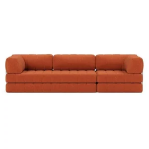 Canapé convertible en polyester recyclé orange 312x104x77cm Cozypad - Innovation living - The Cool Republic